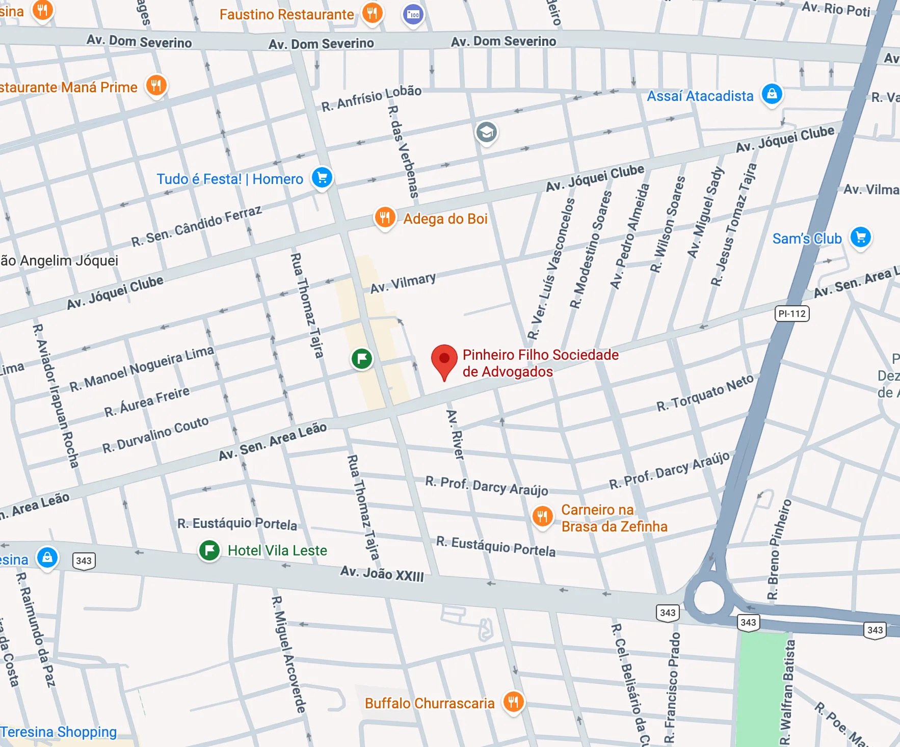 Mapa da localização: Av. Senador Arêa Leão, 2185, Jóquei, Ed. River Center Manhattan, Sala 806, Torre 1, Teresina - PI